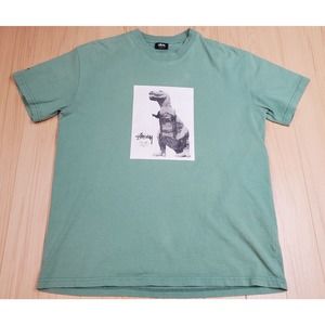 Stussy Big and Meaty M T Shirt Green Dinosaur